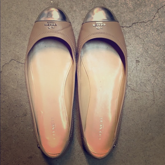 Coach Shoes - Coach Chelsea beige and silver ballet flats 8.5